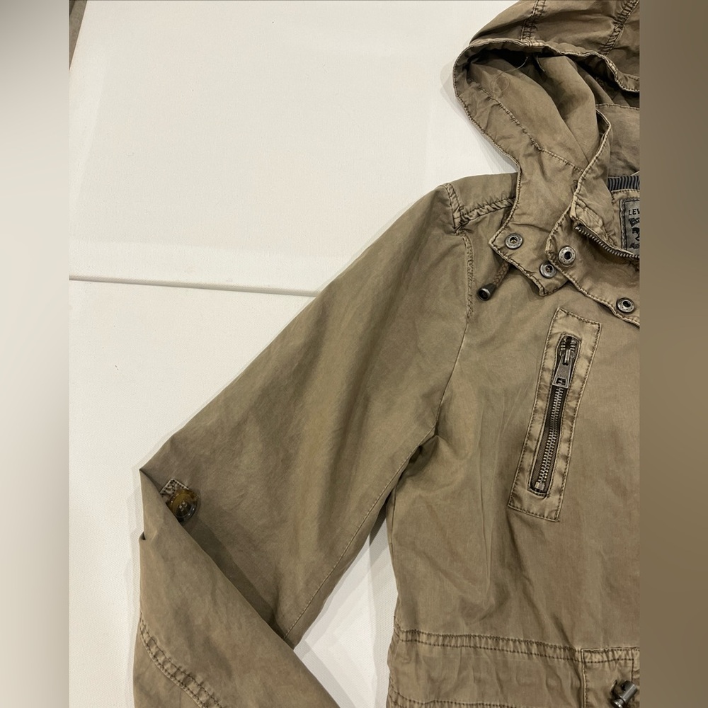 SOLD Levi's Army Jacket Womens M Green Hooded Field Chore Military Utility Coat - Picture 4 of 16